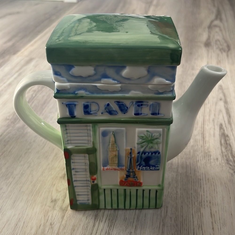 Twinings Porcelain Luggage Travel Agency Tea Bag Canister Collectible Teapot